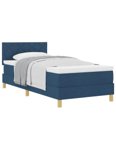 Letto a molle con materasso Blu 100 x 200 cm Tessuto 2