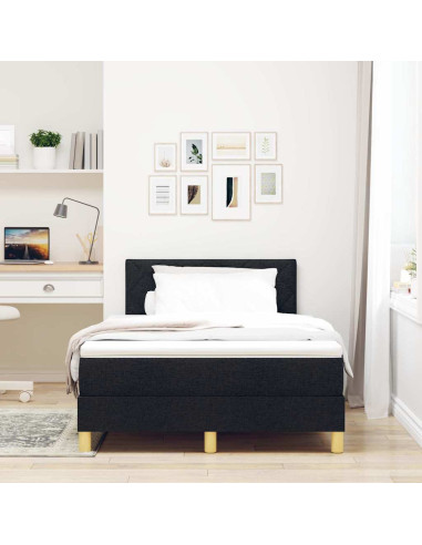 Letto a molle con materasso Nero 120 x 200 cm Tessuto