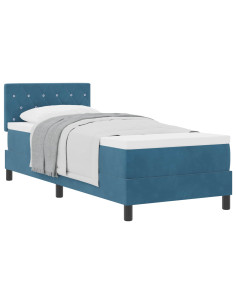 Letto a molle con materasso Blu Scuro 80 x 200 cm Velluto 2