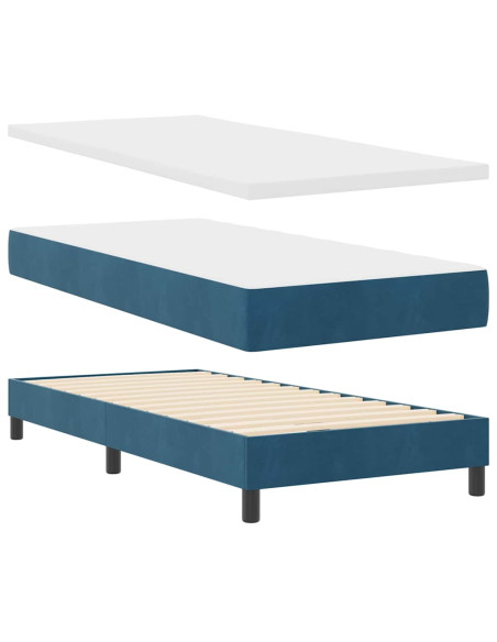Letto a molle con materasso Blu Scuro 100 x 200 cm Velluto