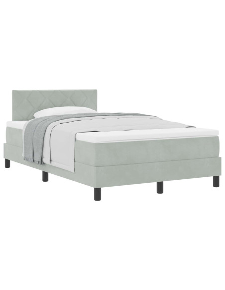 Letto a molle con materasso Grigio chiaro 120 x 200 cm Velluto