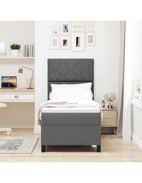 Letto a molle con materasso Grigio scuro 80 x 200 cm Tessuto