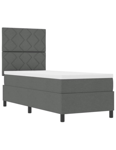 Letto a molle con materasso Grigio scuro 80 x 200 cm Tessuto