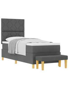 Letto a molle con materasso Grigio scuro 80 x 200 cm Tessuto 2