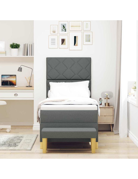 Letto a molle con materasso Grigio scuro 80 x 200 cm Tessuto