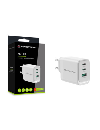 Conceptronic ALTHEA21W65 Caricabatterie per dispositivi mobili Universale Bianco AC Ricarica rapida Interno
