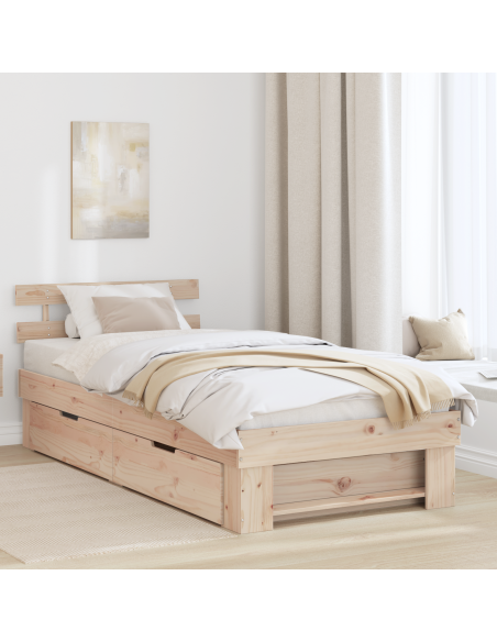 Struttura del letto Naturale 75 x 190 cm Pino massello