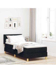 Letto a molle con materasso Nero 200 x 80 cm Poliestere