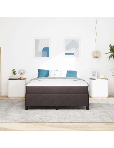 Letto a molle con materasso Marrone Scuro 140 x 190 cm Tessuto