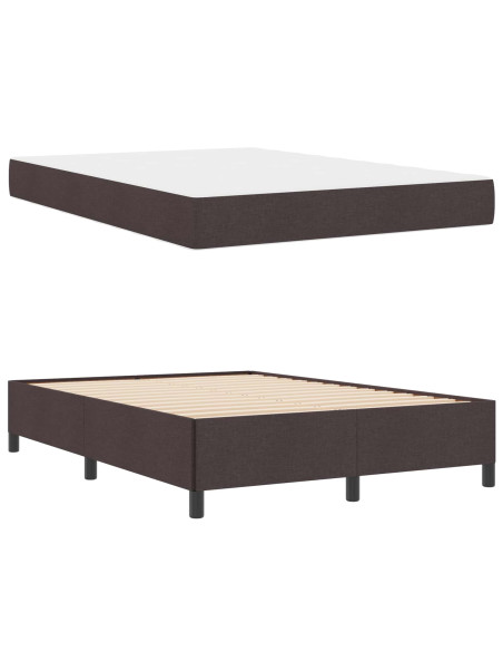 Letto a molle con materasso Marrone Scuro 140 x 190 cm Tessuto