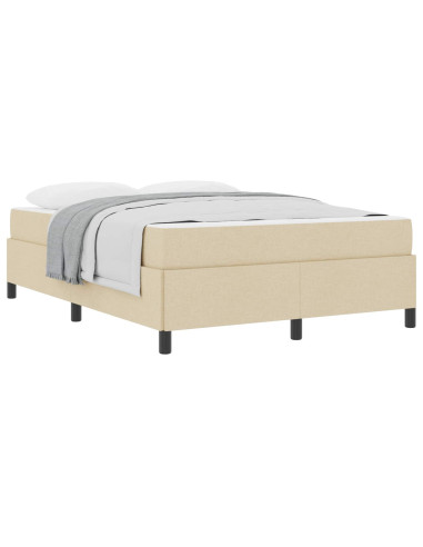 Letto a molle con materasso Crema 140 x 190 cm Tessuto