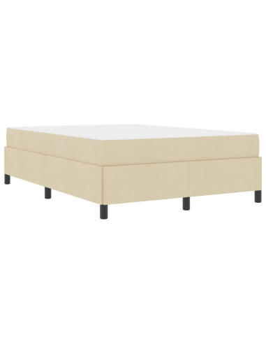 Letto a molle con materasso Crema 140 x 190 cm Tessuto