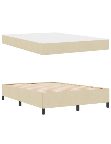 Letto a molle con materasso Crema 140 x 190 cm Tessuto
