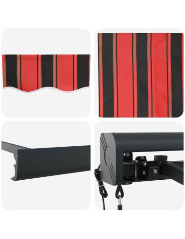 Tenda da Sole Rosso e Nero 350 x 250 x 165 cm