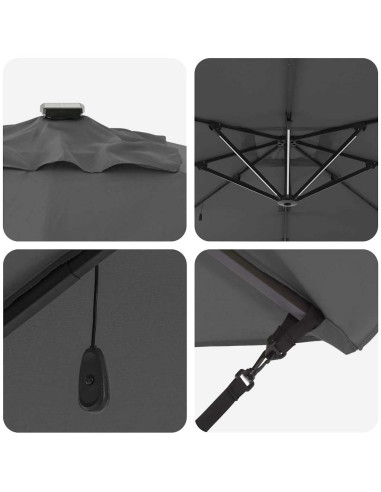Ombrellone Antracite 286 x 284 x 270 cm Alluminio e Poliestere