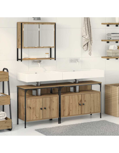 Set di mobili per il bagno 3 pcs Marrone Legno multistrato