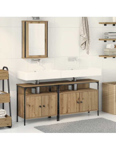 Unità da Bagno con lo scaffale 3 pcs Marrone Legno multistrato
