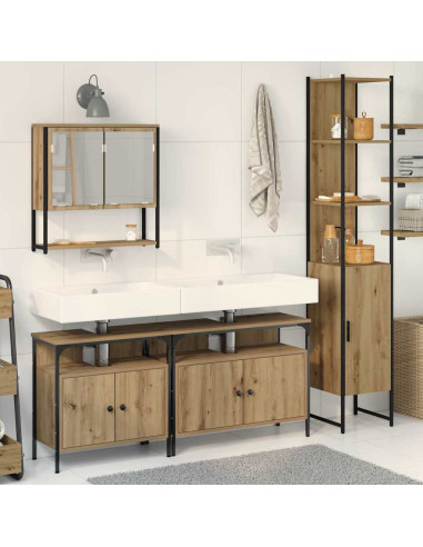 Set di mobili per il bagno con porta 4 pcs rovere artigianale