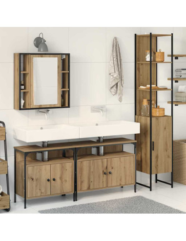Set di mobili per il bagno con porta 4 pcs Rovere artigianale