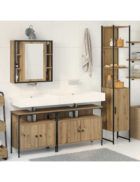 Set di mobili per il bagno con porta 4 pcs Rovere artigianale