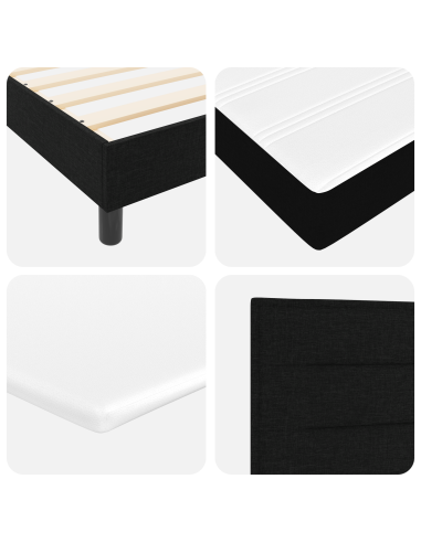 Letto a molle con materasso Nero 160 x 200 cm Tessuto