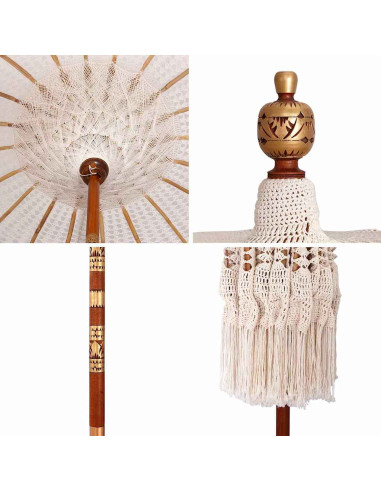Parasol in macramè Crema 190 x 190 x 260 cm
