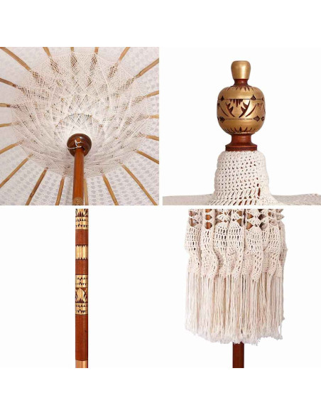 Parasol in macramè Crema 190 x 190 x 260 cm