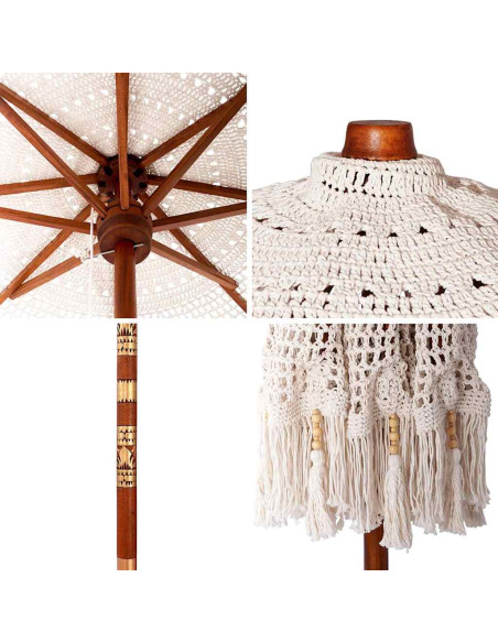 Parasol in macramè Crema 252.5 x 252.5 x 260 cm
