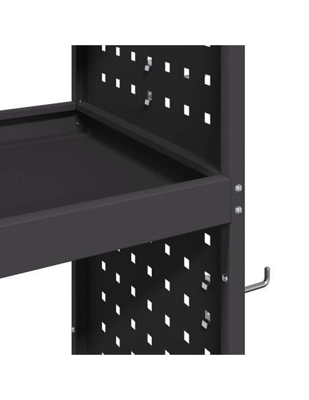 Carrello per Attrezzi con lo scaffale Nero 65 x 35 x 111 cm