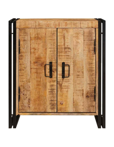 Armadio da Notte Marrone Legno di mango solido e grezzo