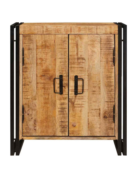 Armadio da Notte Marrone Legno di mango solido e grezzo