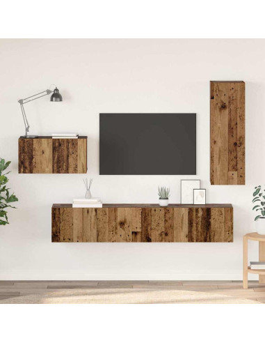 Set mobile TV 4 pcs Legno vecchio Legno multistrato