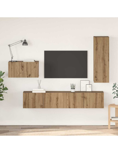Set mobile TV 4 pcs Rovere artigianale Legno multistrato