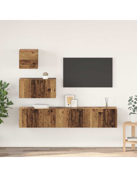 Set mobile TV 4 pcs Legno vecchio Legno multistrato