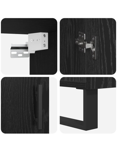Credenza 2 pcs Rovere nero Legno multistrato