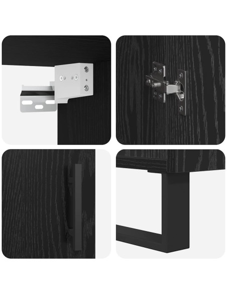 Credenza 2 pcs Rovere nero Legno multistrato