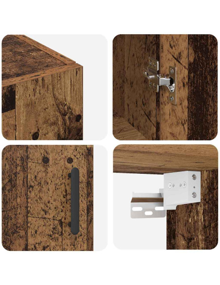 Mobiletto a muro 2 pcs Legno vecchio 69,5 x 34 x 90 cm