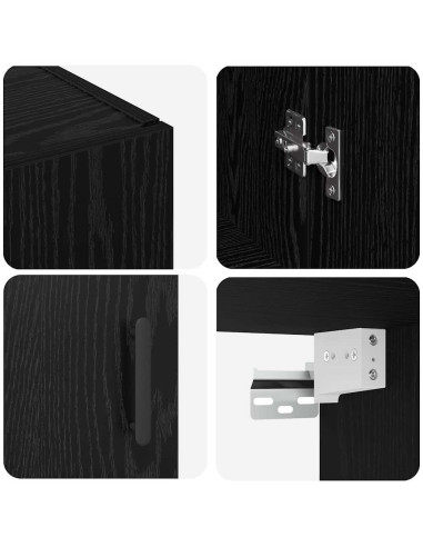 Mobiletto a muro 2 pcs Rovere Nero 69,5 x 34 x 90 cm
