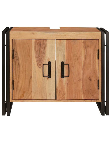 Armadio sottolavello con porta Marrone Legno di Acacia Massello