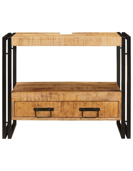 Armadio da bagno con cassetto Marrone Legno di mango massello
