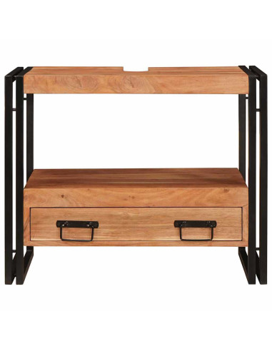 Armadio da bagno con cassetto Marrone Legno di Acacia Massello