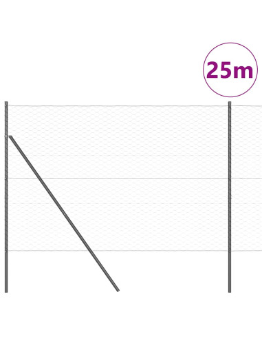 Palo della recinzione Grigio 25 x 1,5 m (maglia 50 mm) Acciaio