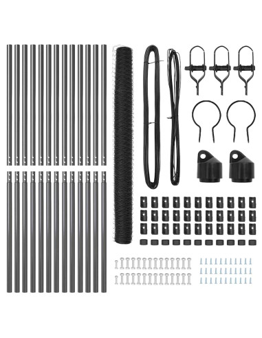 Palo della recinzione Grigio 25 x 1,5 m (maglia 50 mm) Acciaio