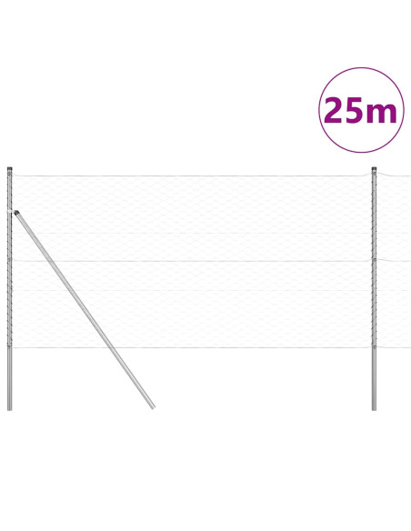 Palo della recinzione Argento 25 x 1 m (rete da 50 mm) Acciaio