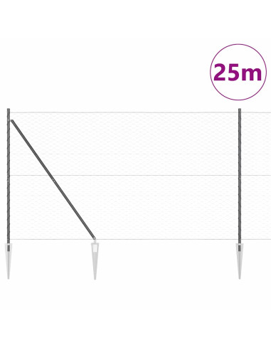 Palo della recinzione Grigio 25 x 1,5 m (maglia 50 mm) Acciaio