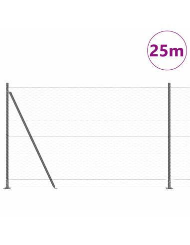 Palo della recinzione Grigio 25 x 1,5 m (maglia 50 mm) Acciaio