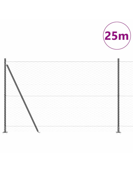 Palo della recinzione Grigio 25 x 1,5 m (maglia 50 mm) Acciaio