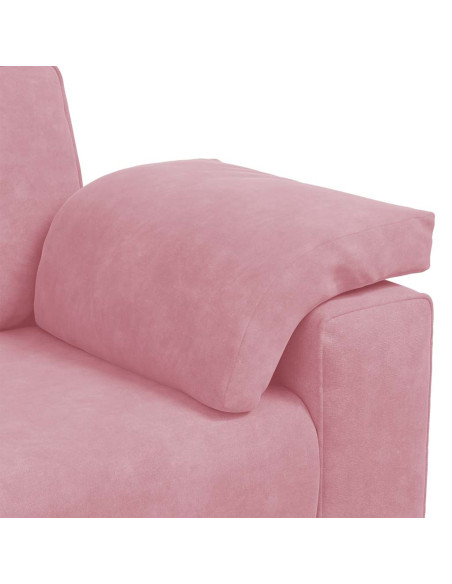 Set di Divani 3 pz con Cuscini rosa in Velluto