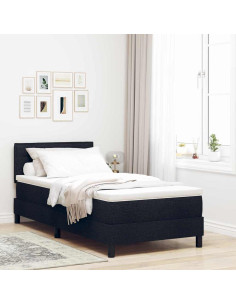 Letto a molle con materasso Nero 80 x 200 cm Tessuto