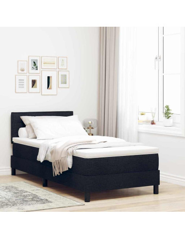 Letto a molle con materasso Nero 80 x 200 cm Tessuto